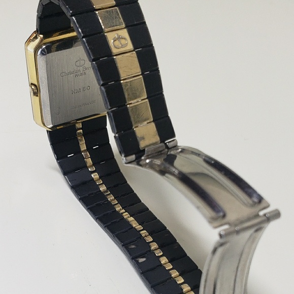 vintage CHRISTIAN BERNARD black & gold tone watch - Picture 3 of 7